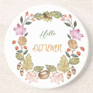 Schöner Herbstkranz in Aquarellfarbe Getränkeuntersetzer