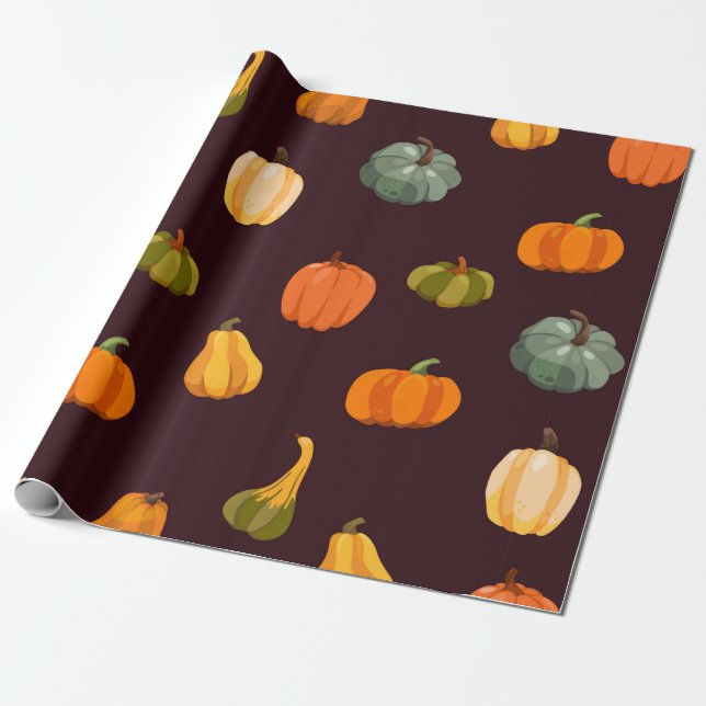 Schöner Herbstuntergrund mit bunten Kürbissen Geschenkpapier (Ungerollt)