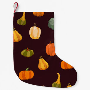 Schöner Herbstuntergrund mit bunten Kürbissen Kleiner Weihnachtsstrumpf
