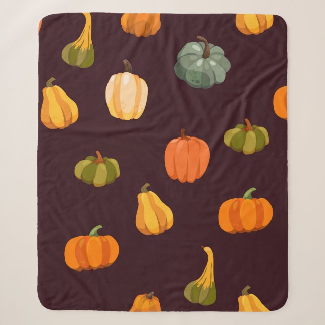 Schöner Herbstuntergrund mit bunten Kürbissen Sherpadecke (Vorderseite)