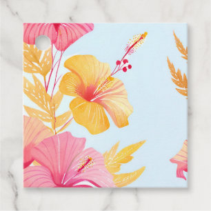Schöner Hibiskus Tropische Blume Aquarell Geschenkanhänger