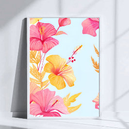 Schöner Hibiskus | Tropische Blume Aquarell Poster