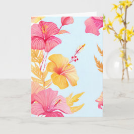 Schöner Hibiskus | Tropische Blume Wasserfarbe Karte