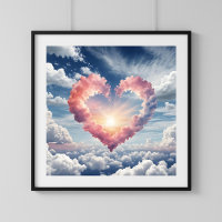 Schöner Himmel mit Herz und Wolken