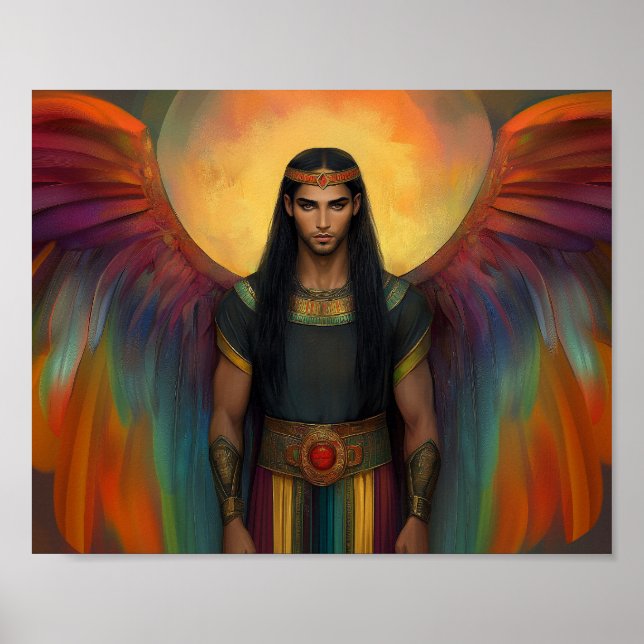 Schöner himmlischer Geistführer mit Regenbogenflüg Poster (Vorne)