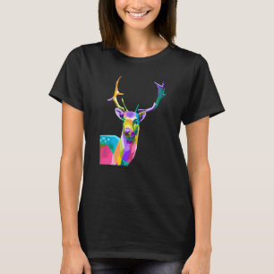 Schöner Hirschkopf Bunter Hirsch Geweih T-Shirt
