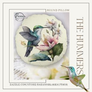 Schöner Hummingvogel und Blume Rundkissen Rundes Kissen