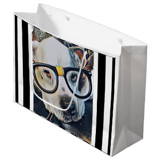 Schöner Hund mit Brillengeschenktasche Große Geschenktüte