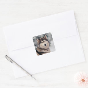 Schöner Husky im Freien Quadratischer Aufkleber