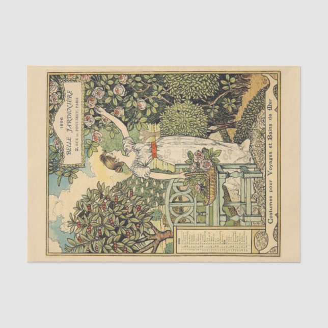 Schöner illustrierter Jardinière 1896 Seidenpapier (Vorderseite)