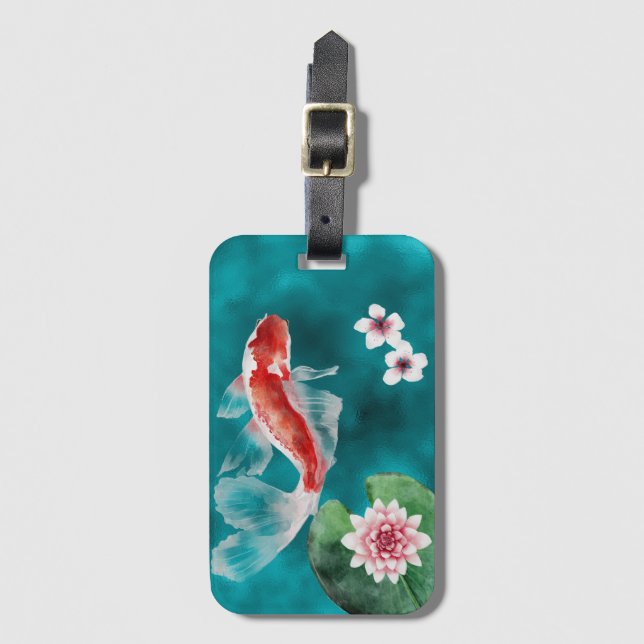 Schöner japanischer Koi Fisch, Kirschblüten Japan Gepäckanhänger (Vorderseite Vertikal)