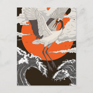Schöner japanischer Kranichvogel Einladungspostkarte