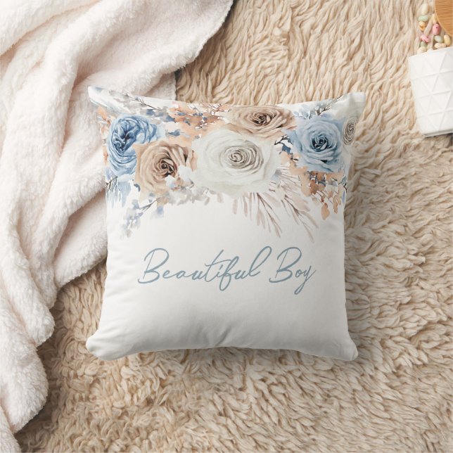 Schöner Junge: Dusty Blue Boys Holiday Geschenkdek Kissen (Decke)