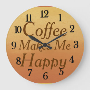 Schöner Kaffee macht mich glücklich Küche Große Wanduhr