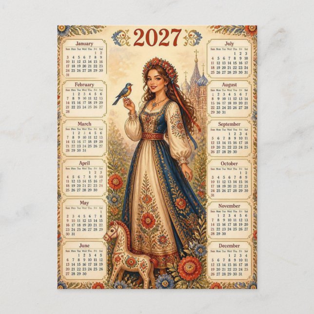 Schöner Kalender 2027 Postkarte (Vorderseite)
