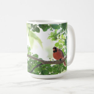 Schöner Kardinal im Kreppmyrtenbaum, Kaffeetasse