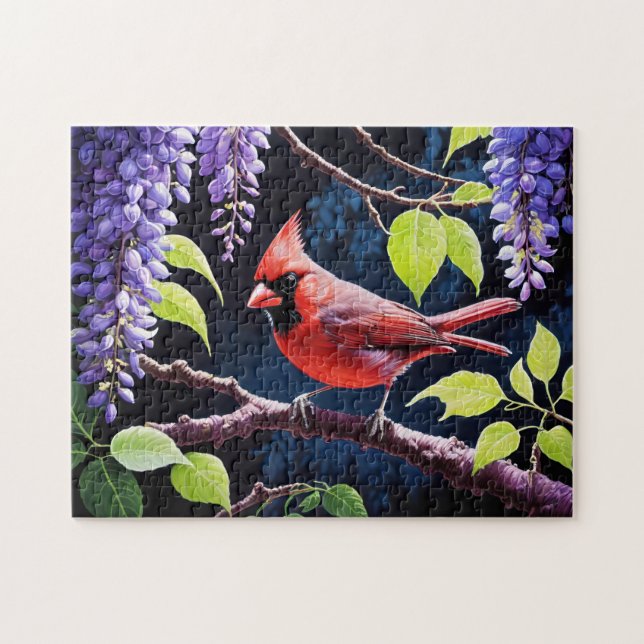 Schöner Kardinal in der Wisteria (Horizontal)
