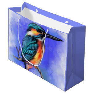 Schöner Kingfisher-Vogel - Wasserfarbe Große Geschenktüte