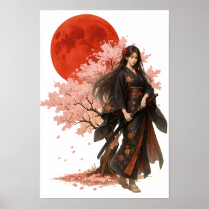 Schöner Krieger   Orientalische japanische Kunst Poster