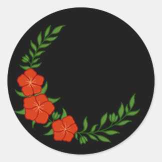 Schöner KronenHalbmond der roten Blume Runder Aufkleber