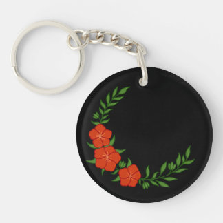 Schöner KronenHalbmond der roten Blume Schlüsselanhänger