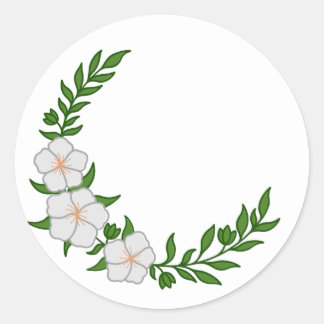 Schöner KronenHalbmond weißer Blume Runder Aufkleber