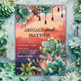 Schöner, kulenter Kakteen Sunset SoCal Wedding Einladung