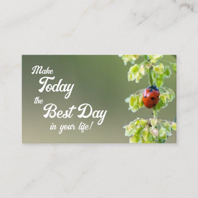 Schöner Ladybug mit motivierend Zitat Visitenkarte (Vorderseite)