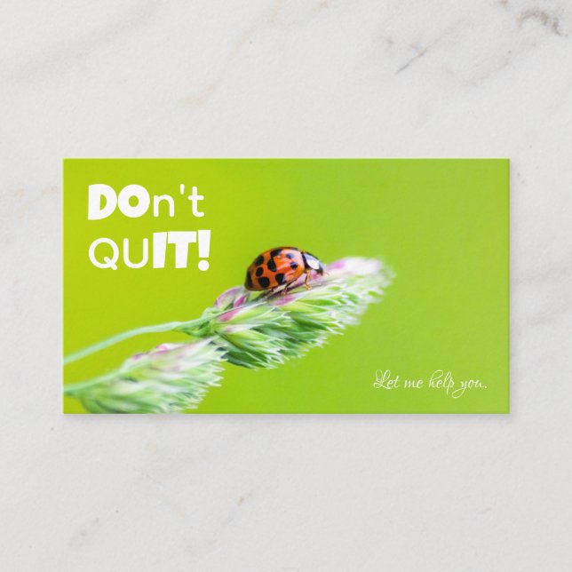 Schöner Ladybug mit positivem motivierend Zitat Visitenkarte (Vorderseite)