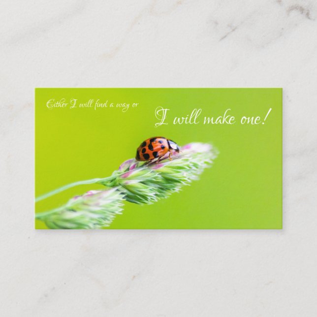 Schöner Ladybug mit positivem motivierend Zitat Visitenkarte (Vorderseite)