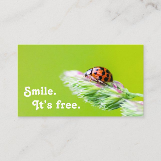 Schöner Ladybug mit positivem motivierend Zitat Visitenkarte (Vorderseite)