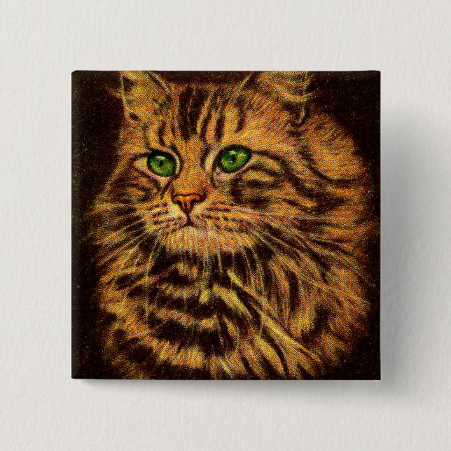 schöner, langhaariger Katzenaufdruck Button (Vorderseite)