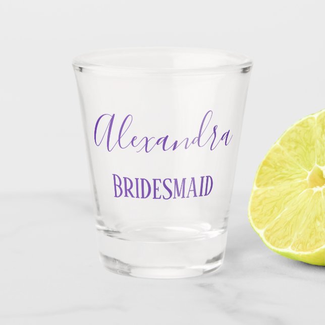 Schöner Lavender Bridesmaid Keepake Schnapsglas (Vorderseite)