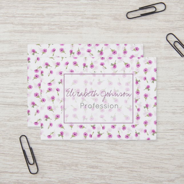 Schöner Lavender Lila Daisy Blume Design Visitenkarte (Vorderseite/Rückseite Beispiel)