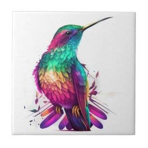Schöner, lebendiger Wasserfarb-Hummingbird-Druck Fliese