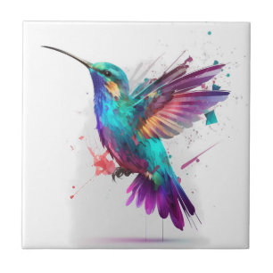Schöner, lebendiger Wasserfarb-Hummingbird-Druck Fliese