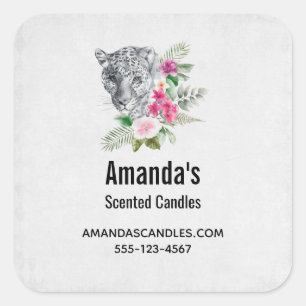 Schöner Leopard Head Portrait Business Quadratischer Aufkleber