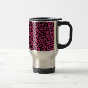 Schöner Leopardhaut-Glitter Shine des heißen Rosas Reisebecher