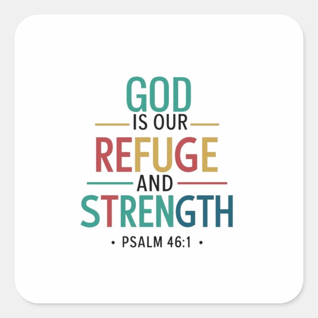 Schöner Lettered Psalm 46:1 Inspirierte Schrift Quadratischer Aufkleber (Vorderseite)