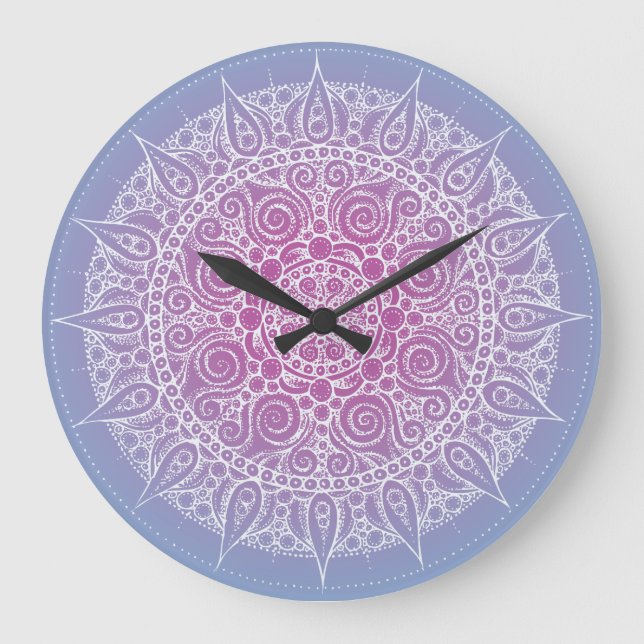 Schöner lila/blauer orientalischer Entwurf Große Wanduhr (Vorderseite)