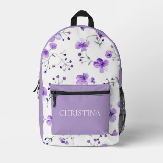 Schöner lila Blumen-Kinder-Rucksack mit Personalis Bedruckter Rucksack