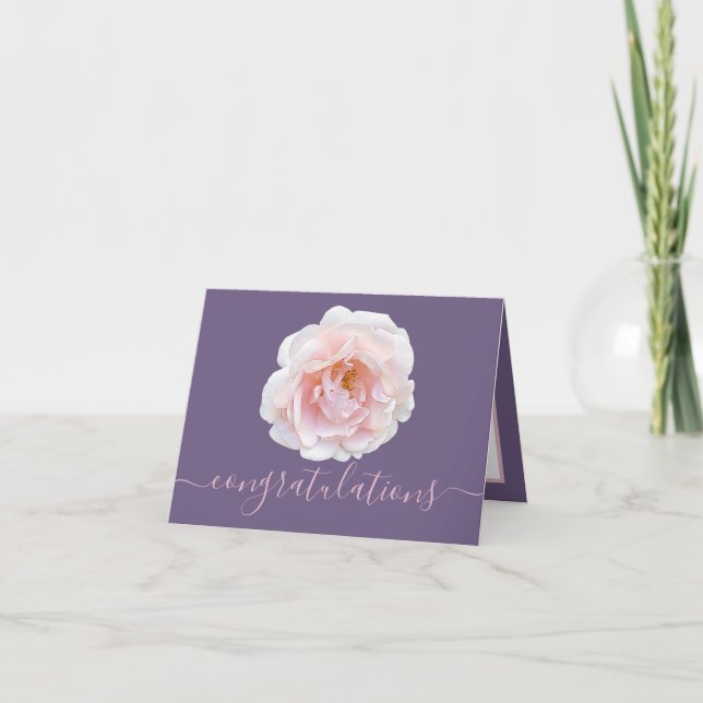 Schöner Lila Hintergrund Rosa Rose Glückwunsch Karte (Vorderseite)