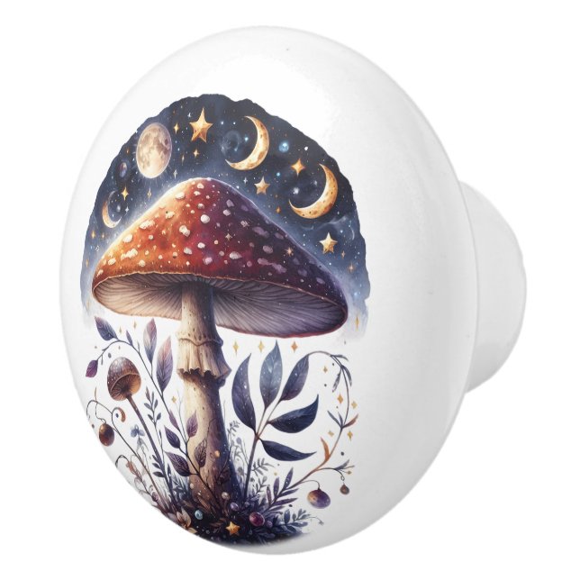 Schöner Lila Toadstool Zodiac Hintergrund Keramikknauf (Rechts)