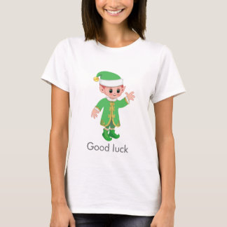 Schöner lustiger Glücks-Elf & Kalligrafie T-Shirt