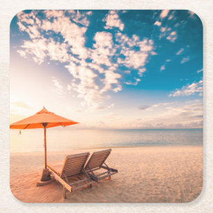 Schöner Malediven-Strand-Sonnenuntergang Rechteckiger Pappuntersetzer