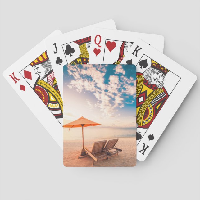 Schöner Malediven-Strand-Sonnenuntergang Spielkarten (Rückseite)