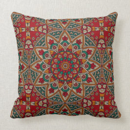 Schöner Mandala-Entwurf rot, aquamarines, orange Kissen