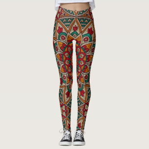 Schöner Mandala rot, aquamarines, orange Legging Leggings