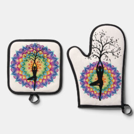 Schöner Mandala Yogo und Meditation Ofenhandschuh & Topflappen-Set