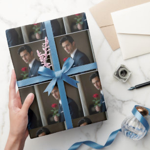 Schöner Mann mit Rote Rose Geschenkpapier